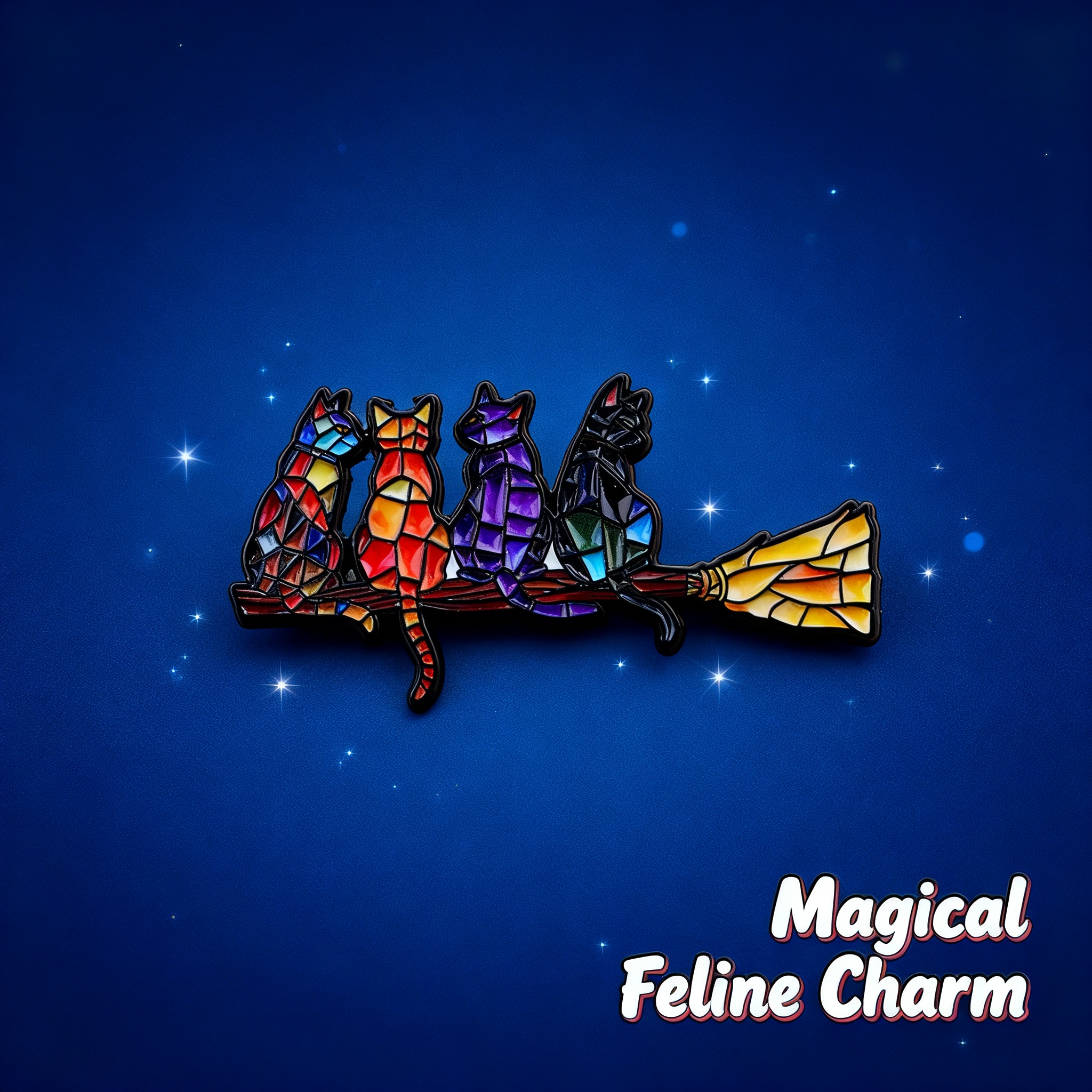 Colorful Cat Enamel Pin Witch  - Fashion Backpack Women avaliação e preço