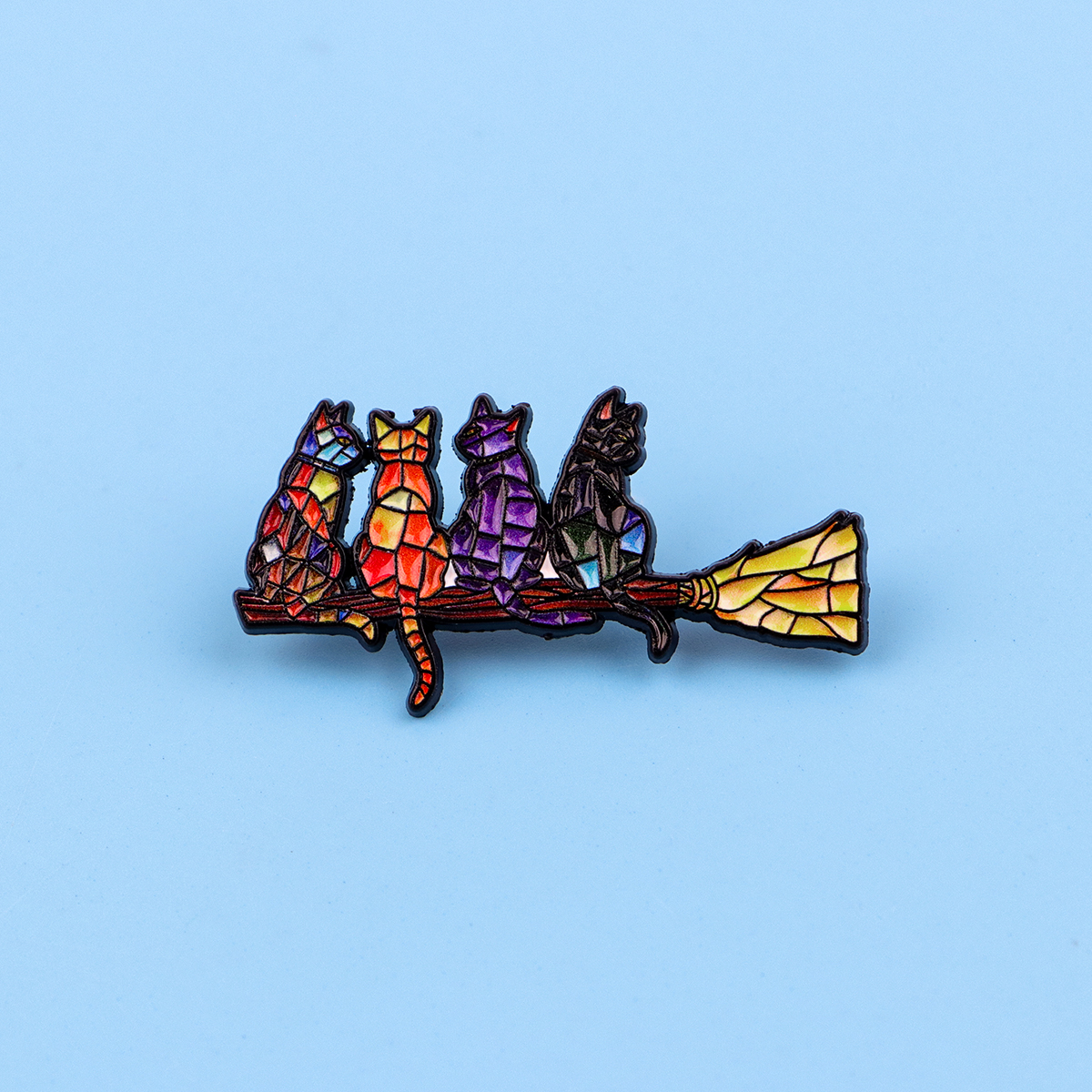 Colorful Cat Enamel Pin Witch  - Fashion Backpack Women avaliação e preço