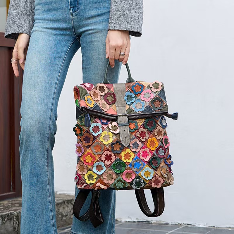 Vintage Women Genuine Leather  - Fashion Backpack Women avaliação e preço