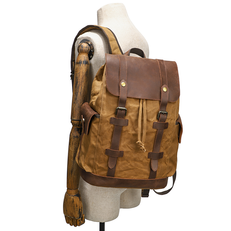 Men's Backpack Vintage Waxed C - Leather Backpack Vintage avaliação e preço