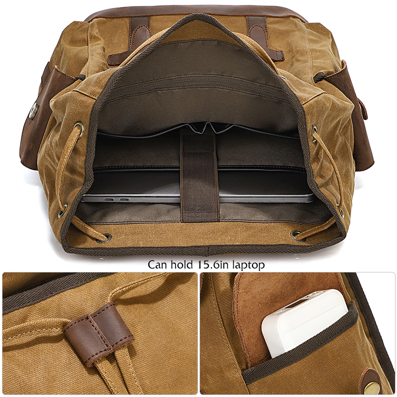 Men's Backpack Vintage Waxed C - Leather Backpack Vintage avaliação e preço