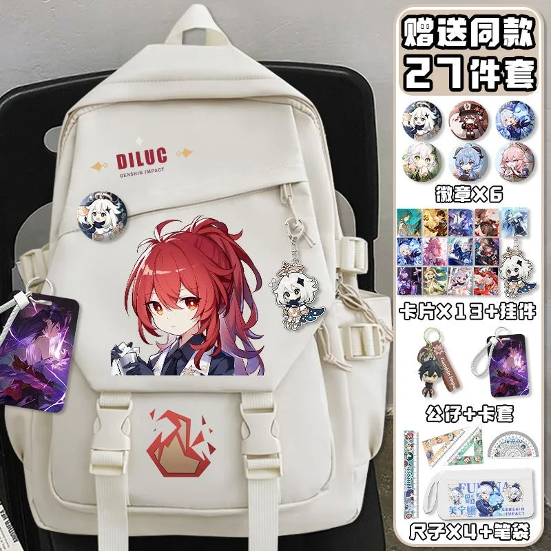 Black White, Genshin Impact, S - School Backpack Teen avaliação e preço