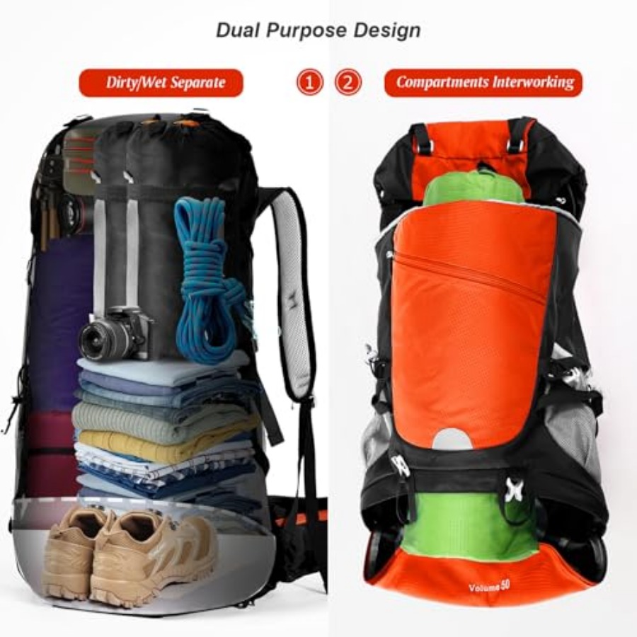 50L Hiking Backpack Travel Bag - Hiking Backpack Waterproof avaliação e preço