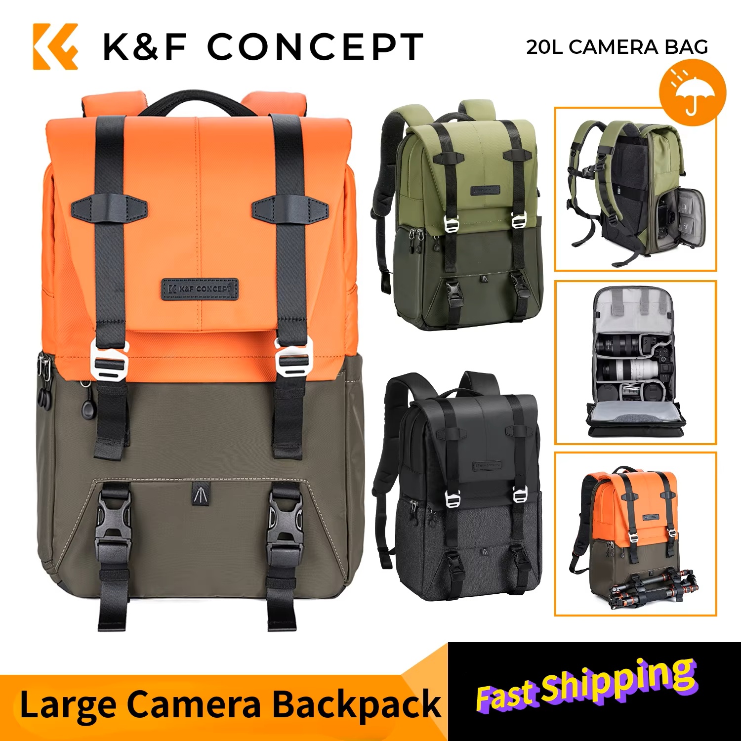 K&F CONCEPT Camera Backpack Tr - Laptop Backpack 15.6 avaliação e preço