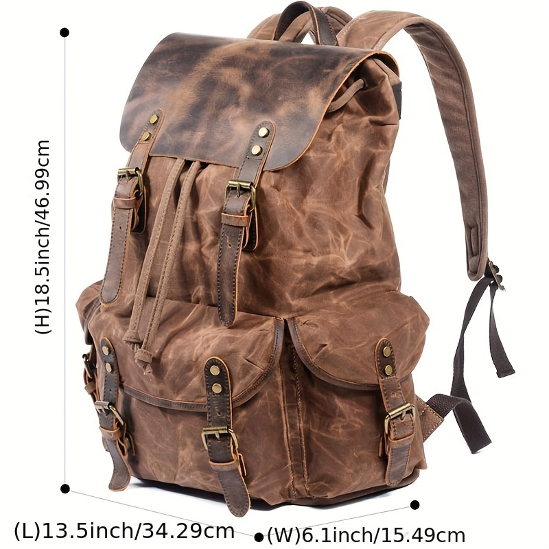 Vintage Men'S Leather Backpack - Canvas Backpack Casual avaliação e preço
