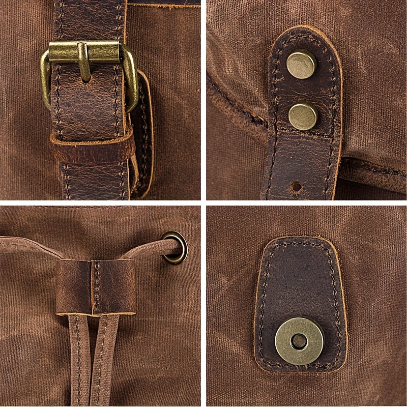 Vintage Men'S Leather Backpack - Canvas Backpack Casual avaliação e preço