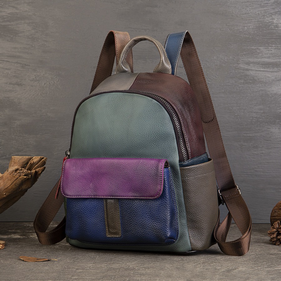 【New Arrival】 Vintage Color Bl - Leather Backpack Vintage avaliação e preço