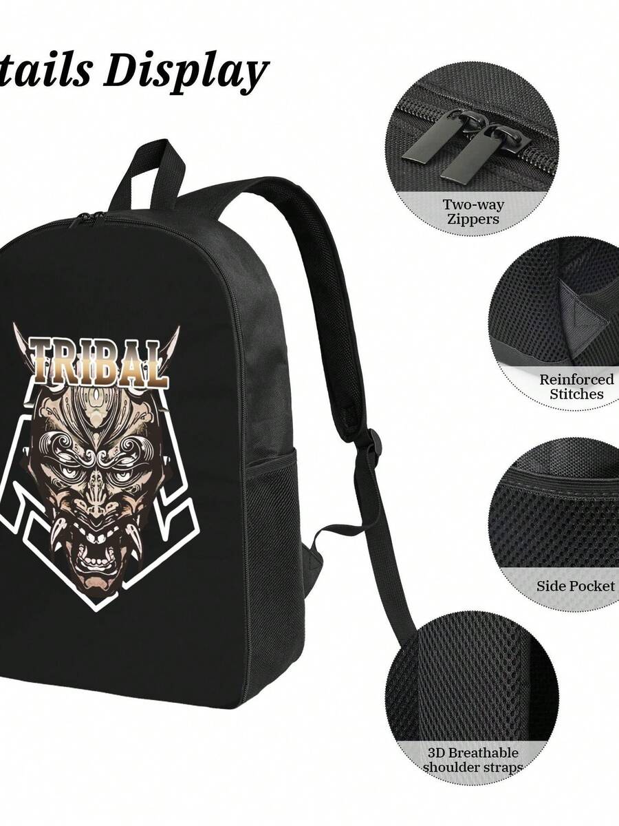 Tribal Demon Print Waterproof  - Travel Backpack Anti Theft avaliação e preço