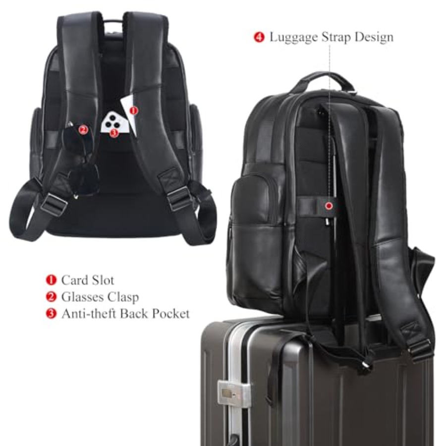 Men's Vintage Leather Backpack - Laptop Backpack 15.6 avaliação e preço
