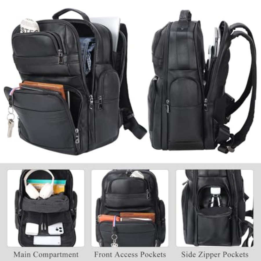 Men's Vintage Leather Backpack - Laptop Backpack 15.6 avaliação e preço