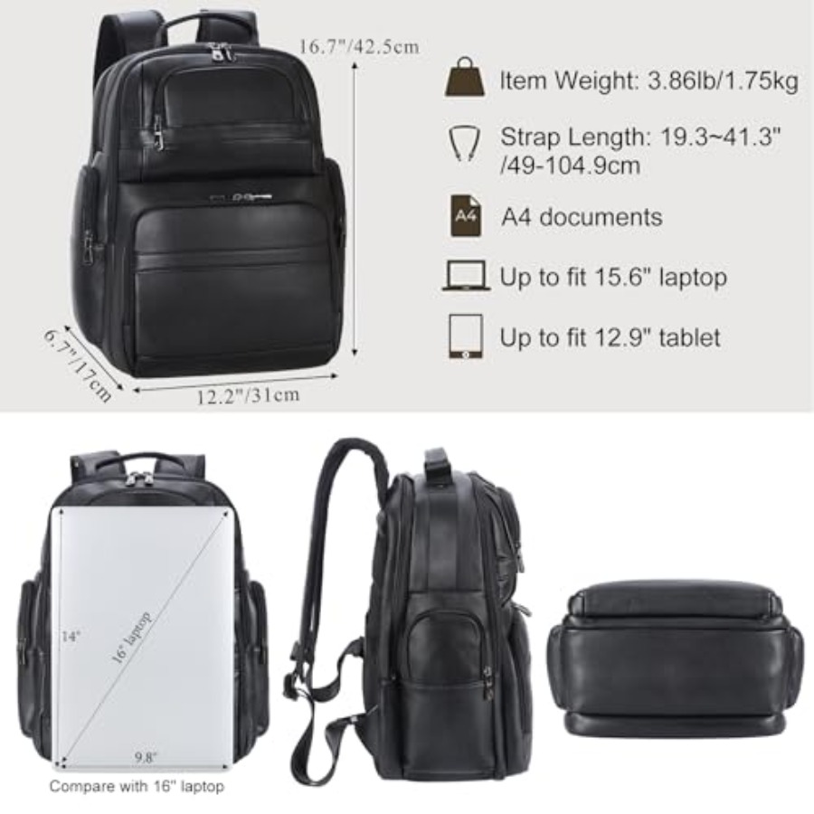 Men's Vintage Leather Backpack - Laptop Backpack 15.6 avaliação e preço