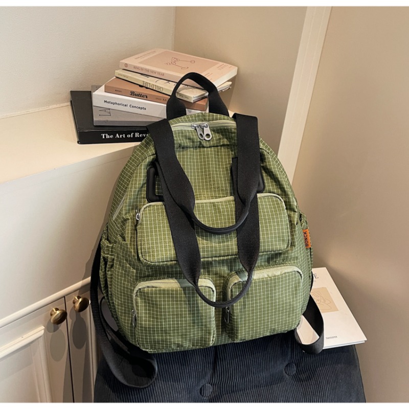 Multi-pocket Checkered Youth B - Canvas Backpack Casual avaliação e preço