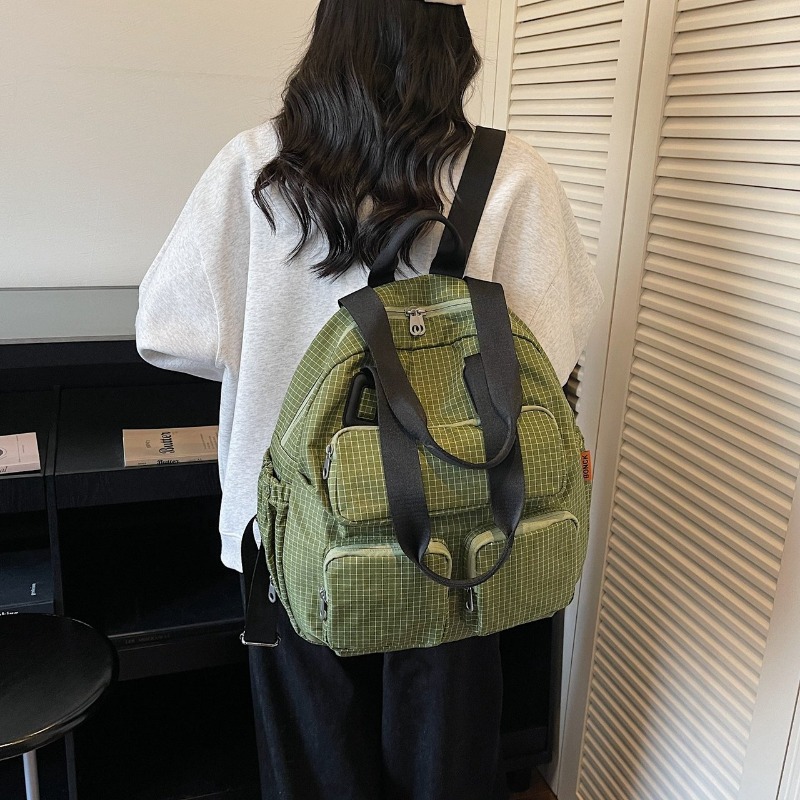 Multi-pocket Checkered Youth B - Canvas Backpack Casual avaliação e preço