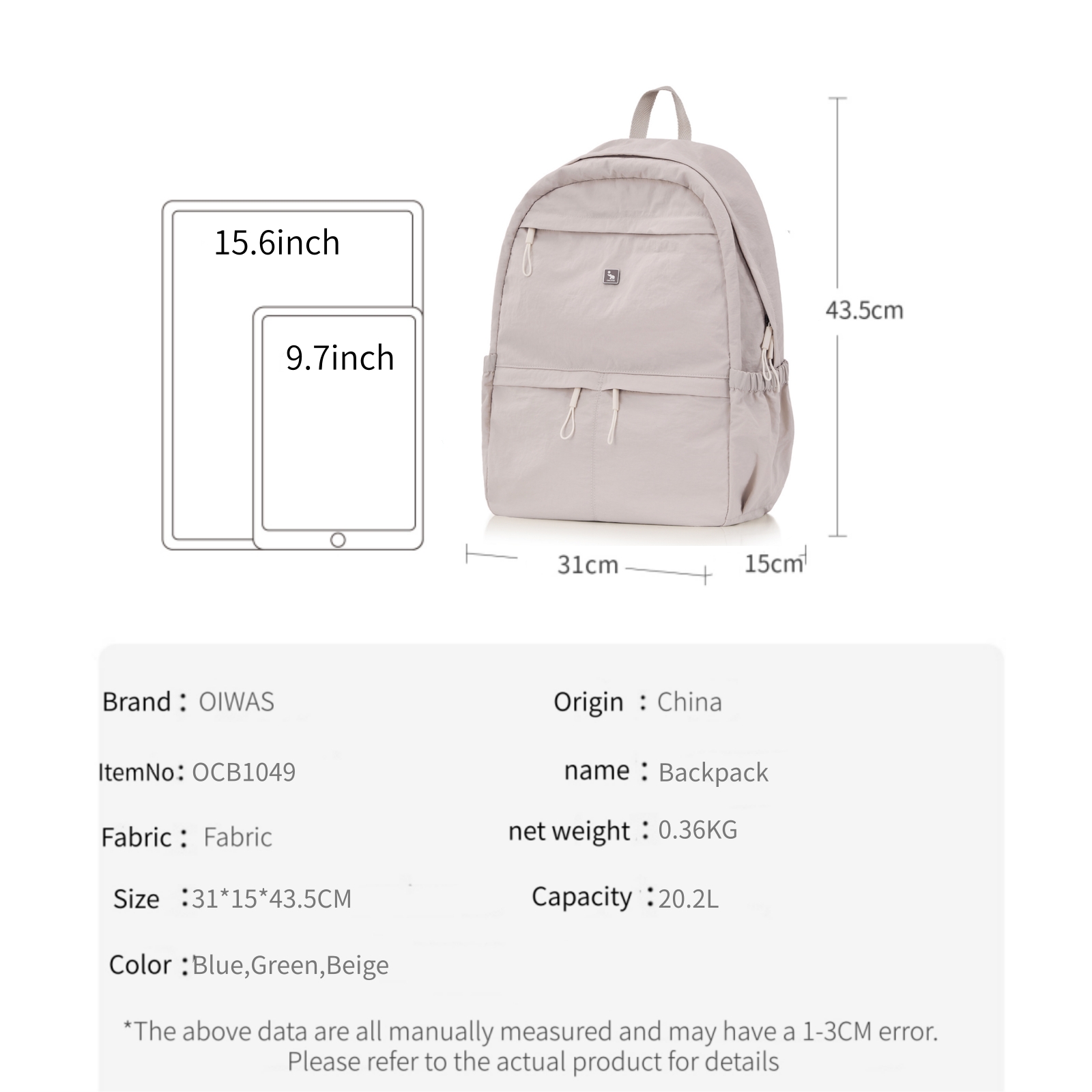 OIWAS Ultra lightweight and st - Canvas Backpack Casual avaliação e preço