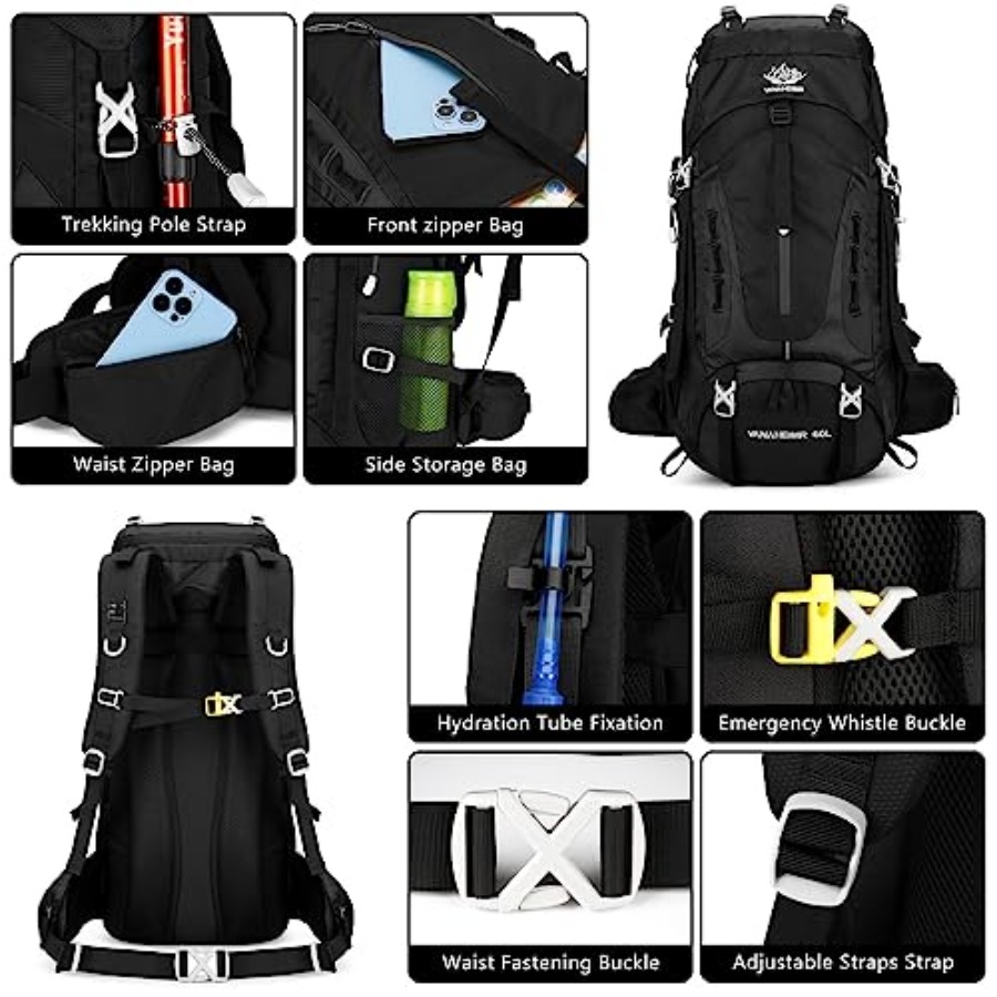 50L Hiking Backpack Men Campin - Rain Cover Backpack avaliação e preço