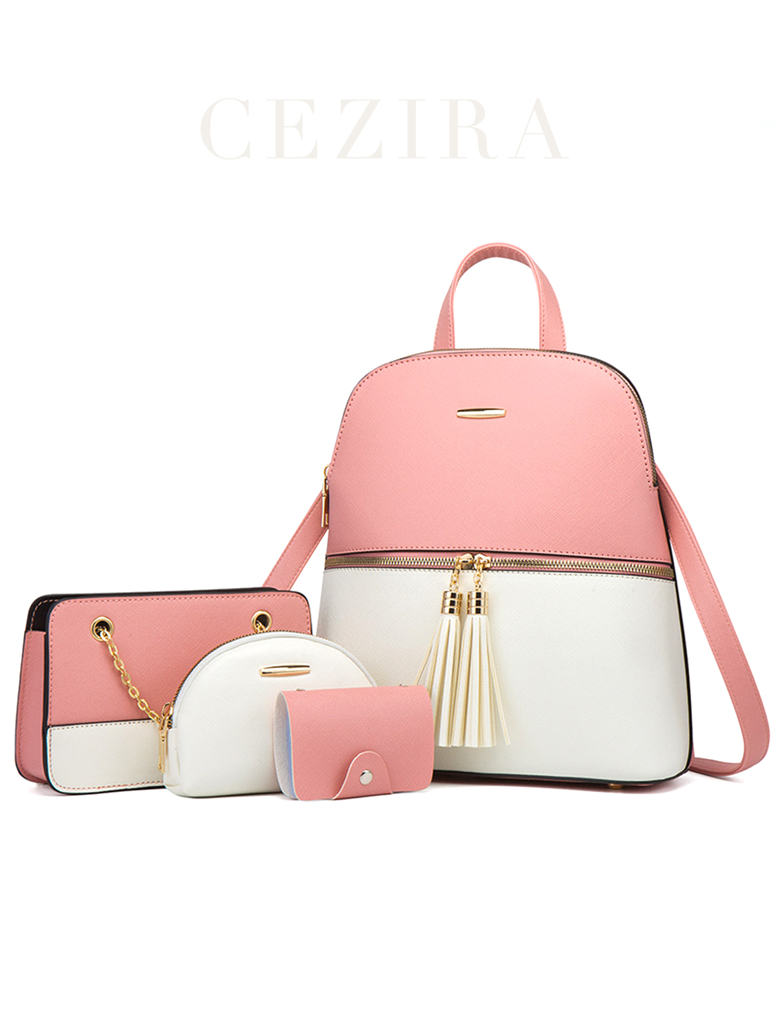 4 PCS Bags Set Women's Fashion - Mini Backpack Purse avaliação e preço