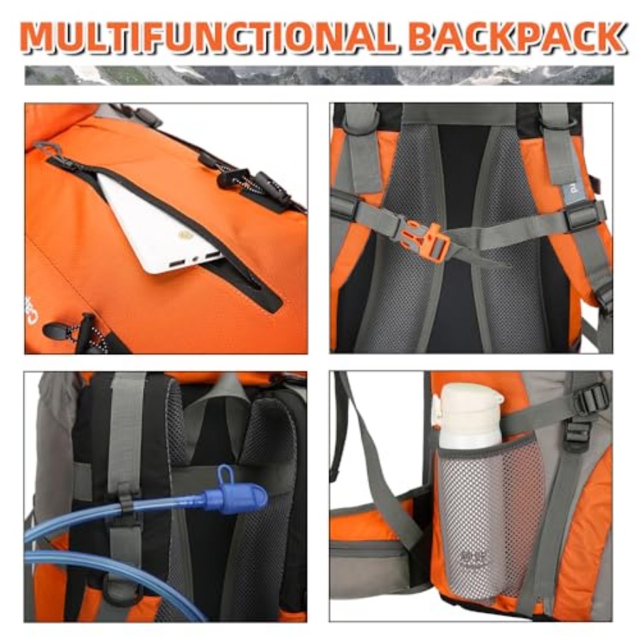 70L Hiking Backpack with Rain  - Hiking Backpack Waterproof avaliação e preço