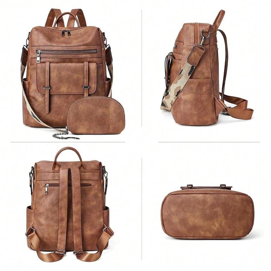 Women Fashion Vintage Brown PU - Fashion Backpack Women avaliação e preço