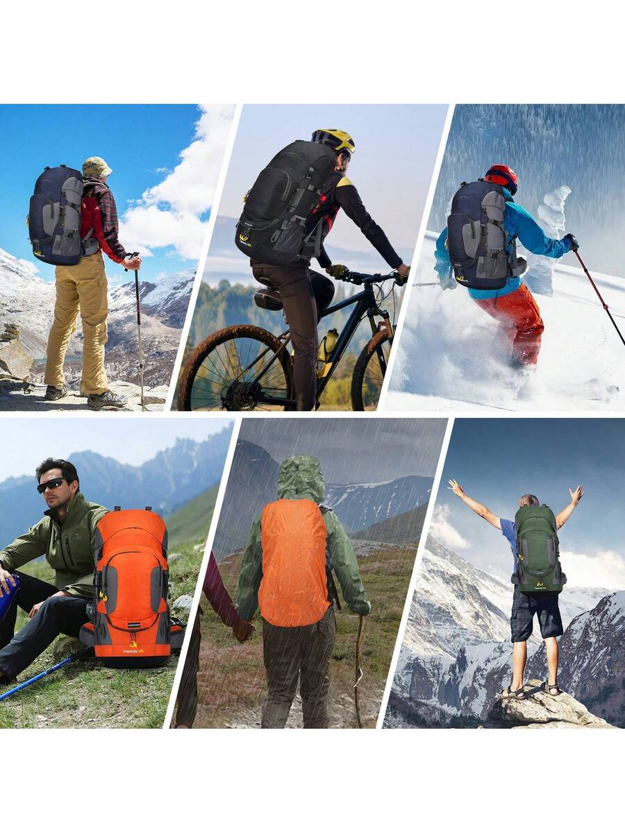 60L Waterproof Oxford Backpack - Hiking Backpack Waterproof avaliação e preço