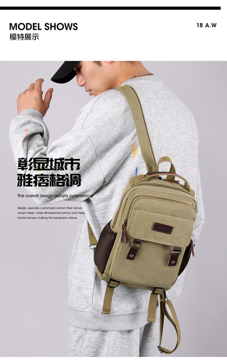New Canvas Chest Bag Men Large - Canvas Backpack Casual avaliação e preço