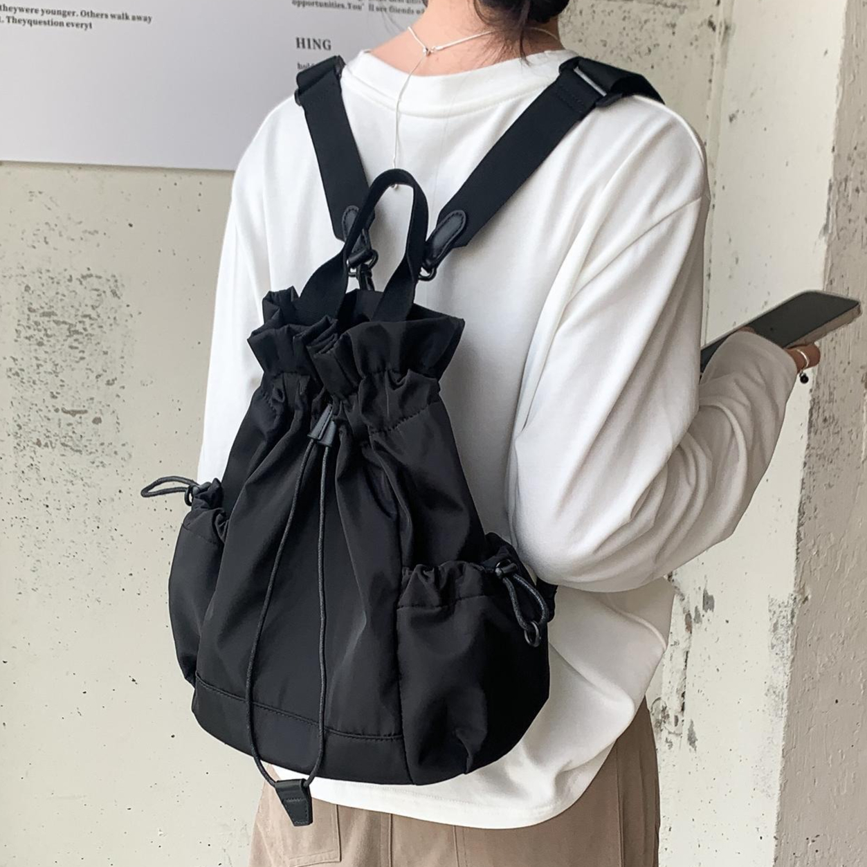 Multi-function Drawstring Buck - Canvas Backpack Casual avaliação e preço