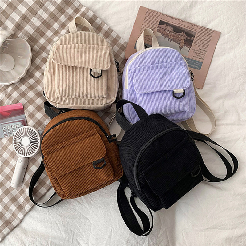 Solid Color Mini Backpack Cord - Fashion Backpack Women avaliação e preço