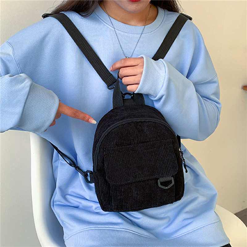 Solid Color Mini Backpack Cord - Fashion Backpack Women avaliação e preço