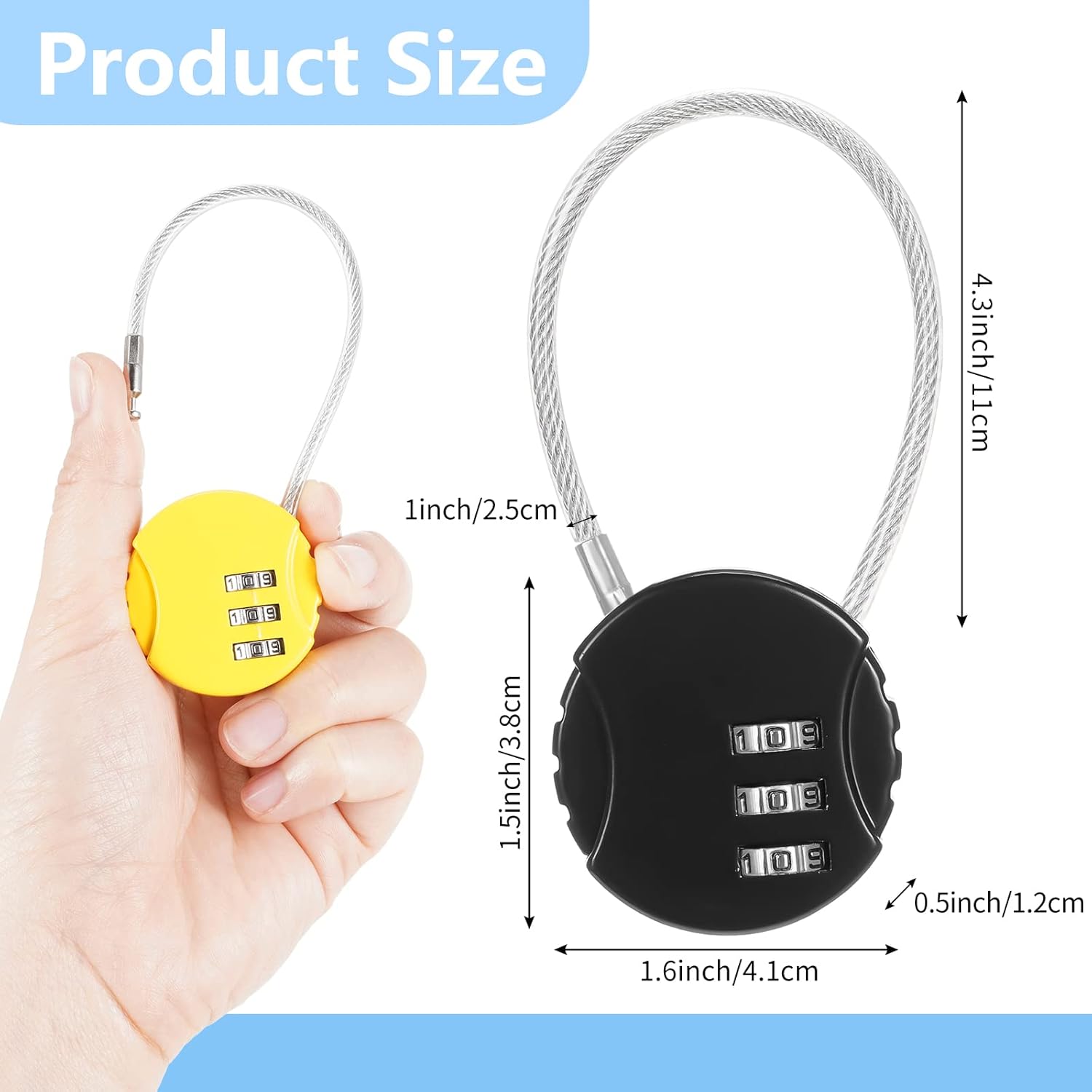 8 Pack Combination Wire Lock 3 - Backpack Lock Combo avaliação e preço