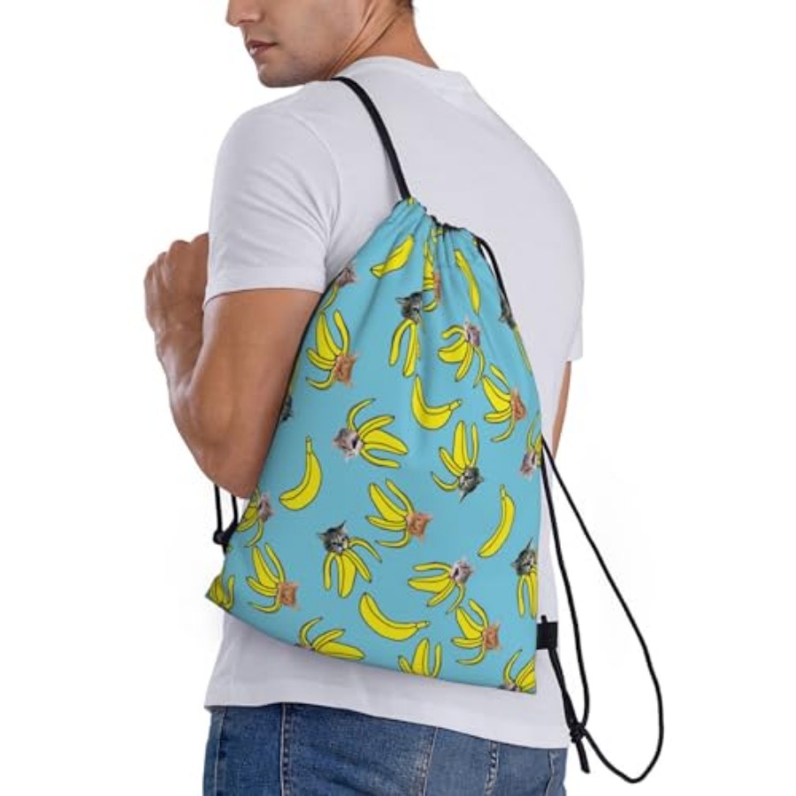 Funny Cat Banana Bananas Draws - Drawstring Gym Bag avaliação e preço